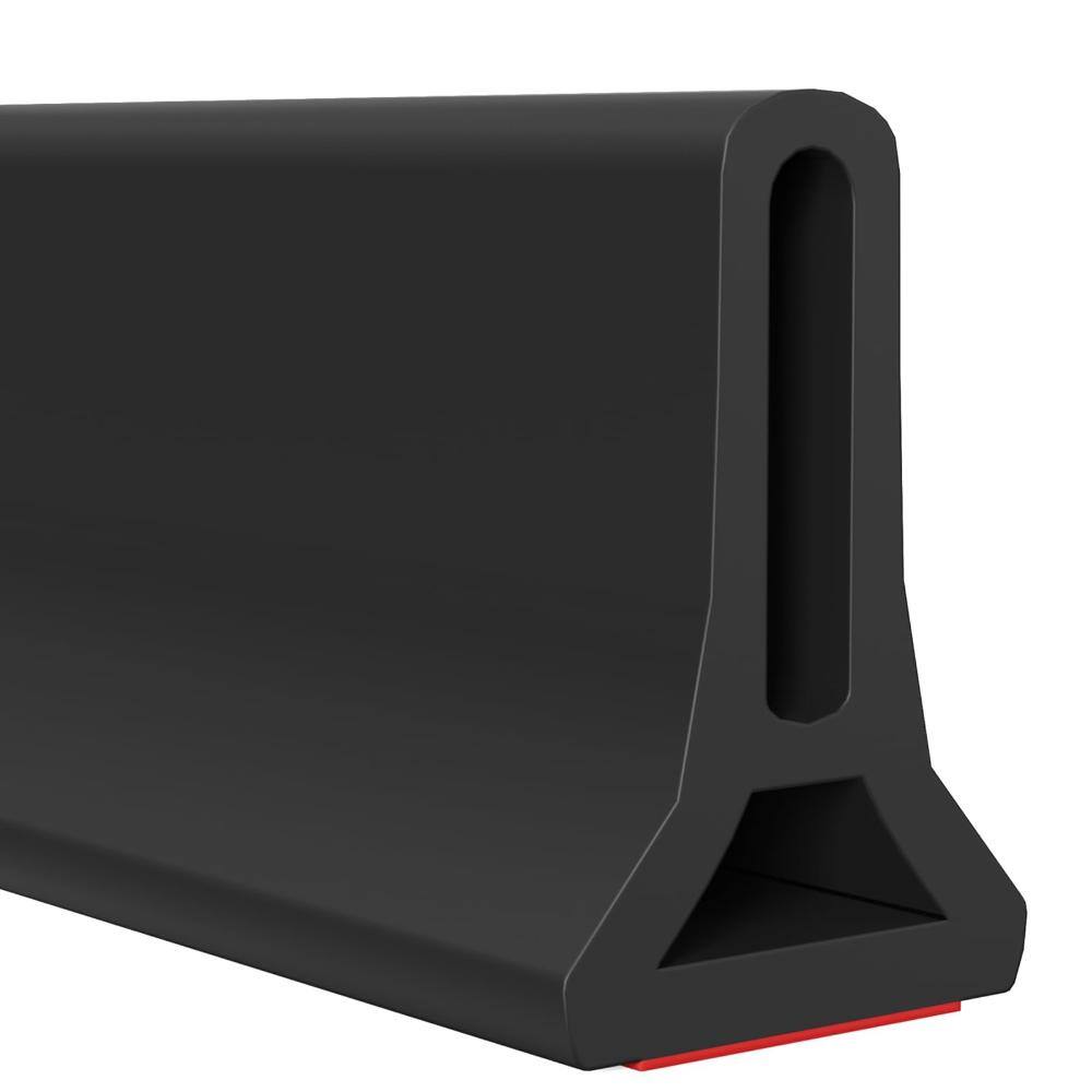 5 ft Black Silicone Shower Threshold Water Dam for Dry and Wet Separation, Cuttable Flexible Barrier