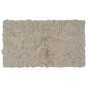 Bell Flower Collection 100% Cotton Tufted Bath Rugs, 24 in. x40 in. Rectangle, Linen