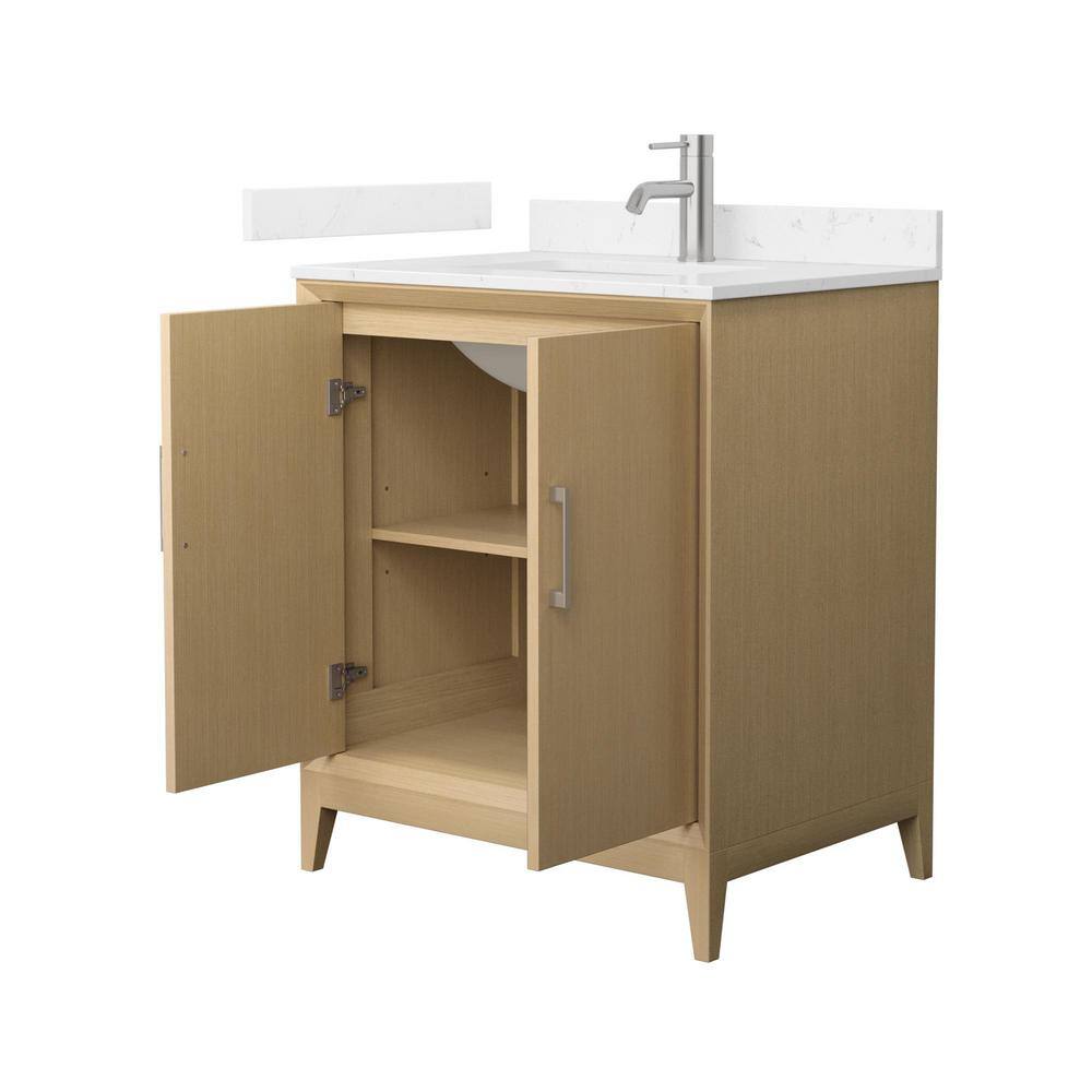 Janna 30" White Oak Freestanding Vanity with Carrara Marble Top