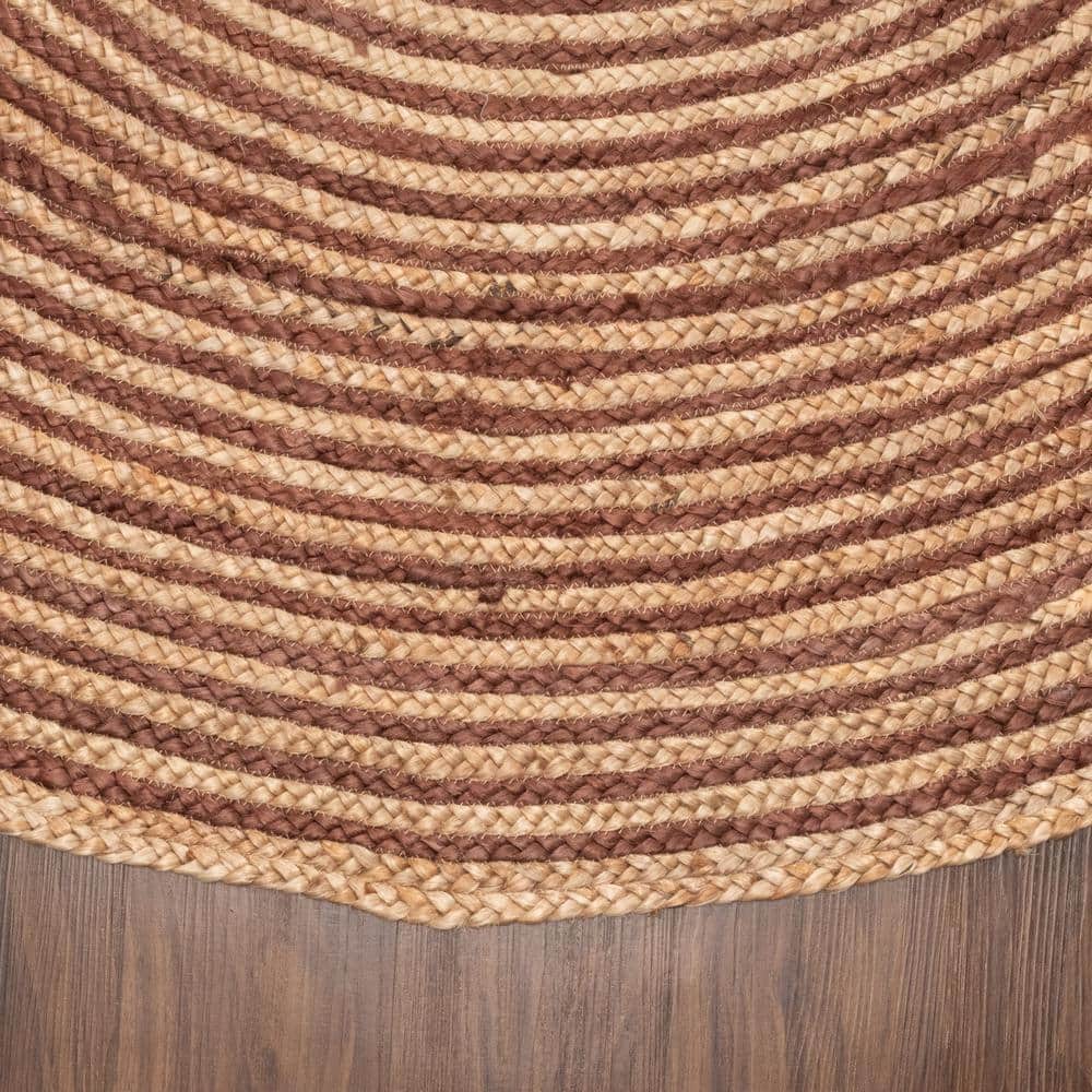 Lenexa Handwoven Coffee Jute 8' Round Braided Area Rug