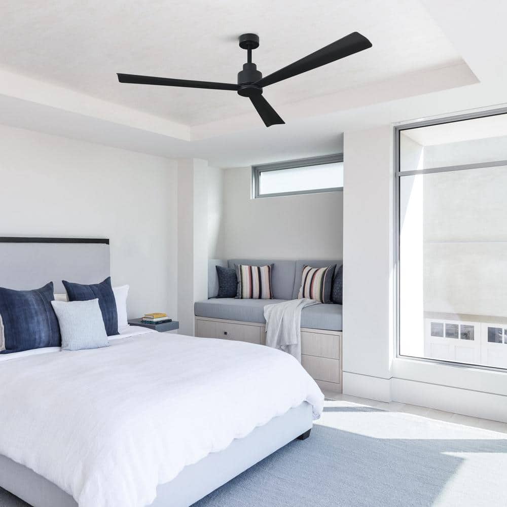 52-Inch Matte Black Reversible 3-Blade Ceiling Fan with Remote