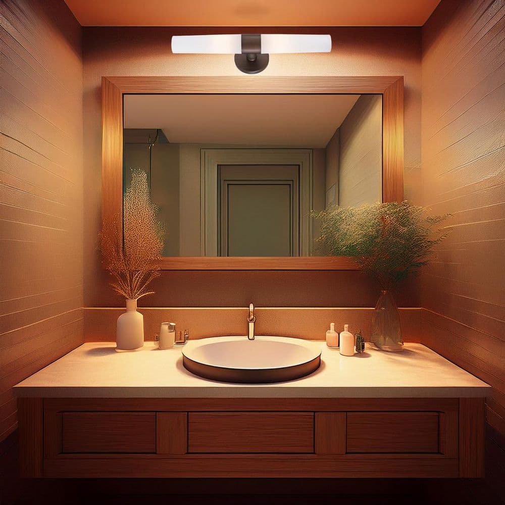 20'' Painted Copper Bronze Patina Cylinder Vanity Light