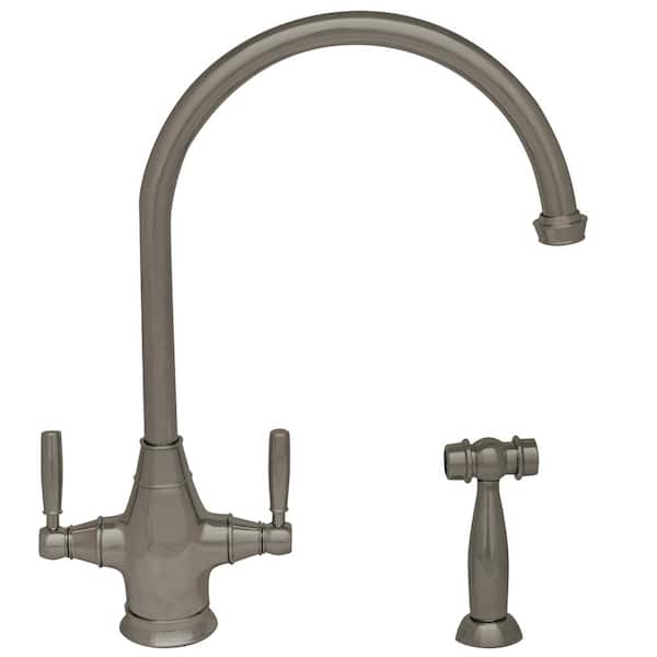 Whitehaus Collection Queenhaus 2-Handle Standard Kitchen Faucet with Side Sprayer in Brushed Nickel