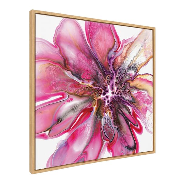 Kate and Laurel Bright Colorful Pink Floral By Xizhou Xie, 1-Piece Framed Canvas Flowers Art Print, 30 in. x 30 in.