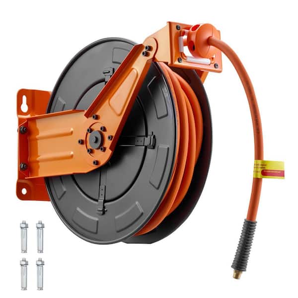 Retractable Air Hose Reel, 3/8 in. x 50 ft. Rubber Air Hose Max 300PSI, Auto Rewind Air-Compressor Hoses Reel