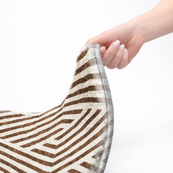 Dream Shag Premium Machine Washable Abstract ADS550 Brown 9 ft. x 12 ft. Area Rug
