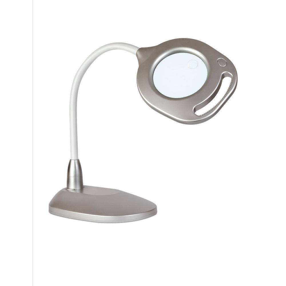 Adjustable Silver LED Magnifier Floor and Table Lamp