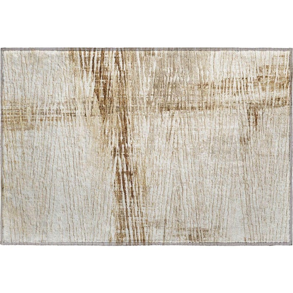 Mayfield Premium Machine Washable Abstract AMF1981 Ivory 2 ft. x 3 ft. Accent Rug