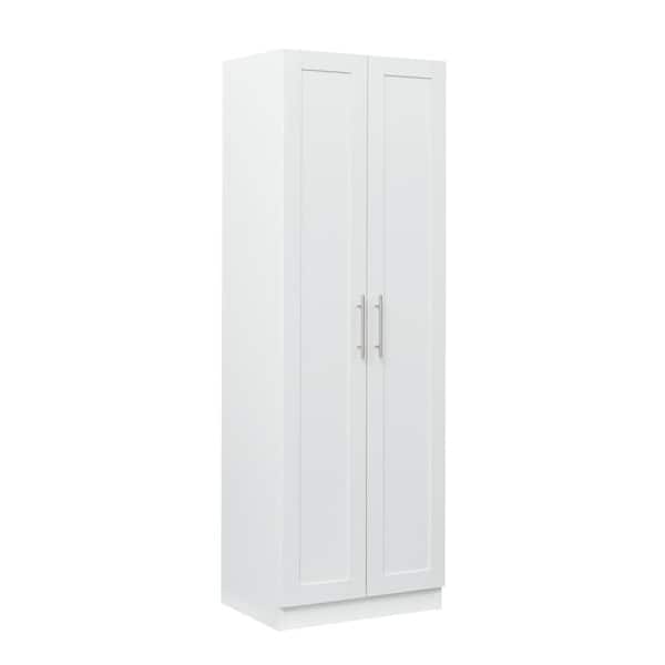 23.62 in. W x 16.93 in. D x 70.87 in. H White Linen Cabinet with 2-Doors and 3-Partitions