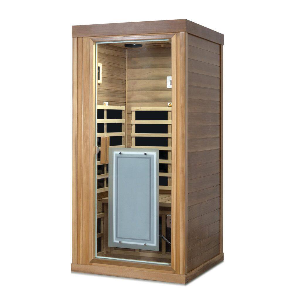 1-Person Indoor Red cedar infrared Sauna with 8 Far-Infrared Carbon Crystal Heaters