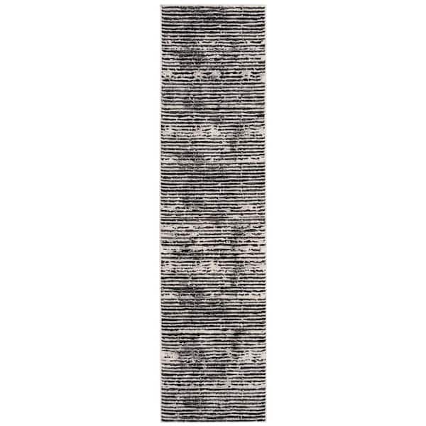 Lurex Black/Gray 2 ft. x 8 ft. Striped Runner Rug