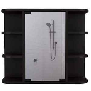Black 23.60 in. x 7.50 in. Rectangular Medicine Cabinet with Mirror