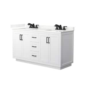 Miranda 60 in. W x 22 in. D x 33.75 in. H Double Bath Vanity in White with Giotto Quartz Top