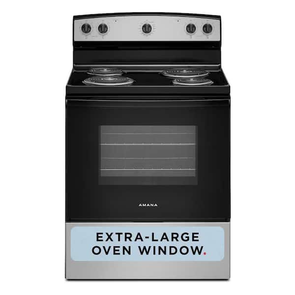 30 in. 4 Elements Freestanding Electric Range in Stainless Steel with Extra-Large Oven Window