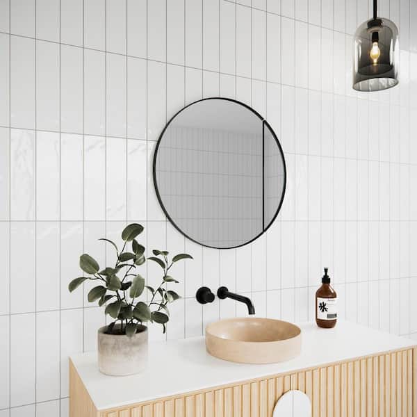 Juno 24 in. W x 24 in. H Round Black Recessed/Surface Mount Medicine Cabinet with Mirror in Black Finish