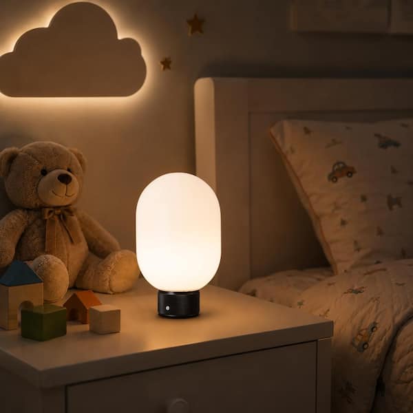 ALOA DECOR Opal Glass Cordless Rechargeable Table Lamp 3-Level