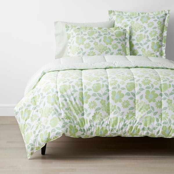 The Company Store Company Cotton Garden Spray Green Botanical Queen Percale Comforter