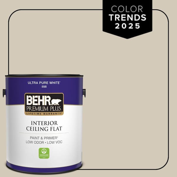 BEHR PREMIUM PLUS 1 gal. Designer Collection #DC-010 Even Better Beige Ceiling Flat Interior Paint