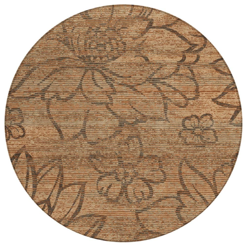 Chantille Machine Washable Indoor/Outdoor Abstract ACN2789 Copper 8 ft. x 8 ft. Round Rug price history on PriceWatchPro