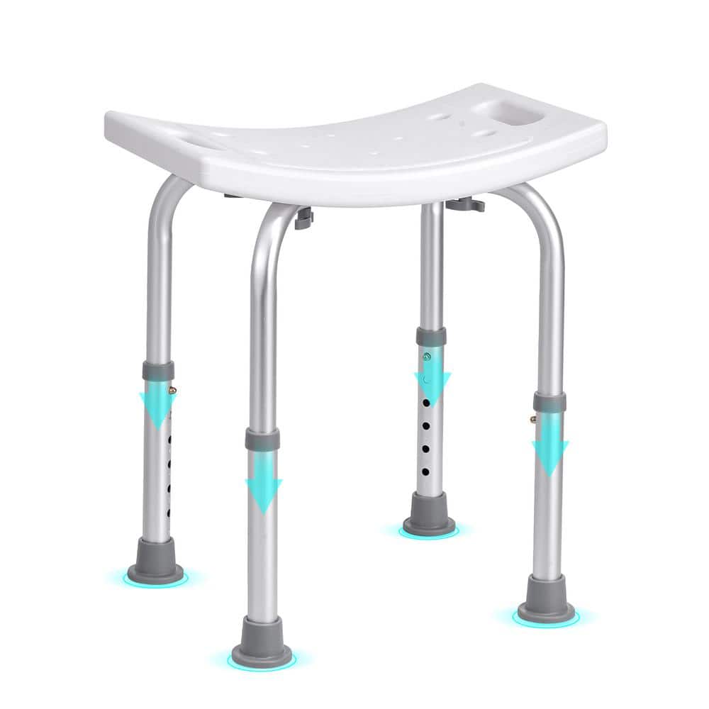 Shower Chair Adjustable Height 13.4 in. Free-Standing White Walk in Shower Seat with Built-in Handles Shower Seat price history on PriceWatchPro