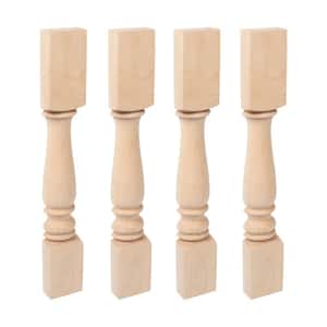35.25 in. x 5 in. Unfinished Solid North American Hard Maple Plain Half Round Kitchen Island Leg (4-Pack)