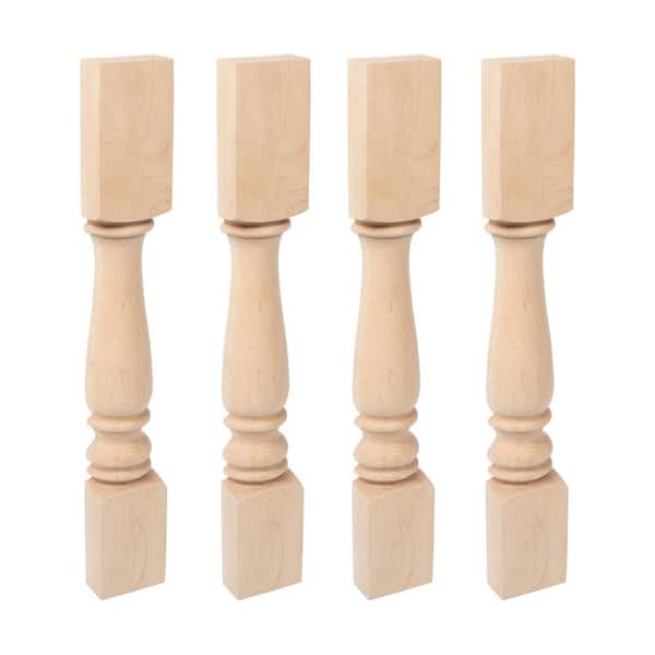 35.25 in. x 5 in. Unfinished Solid North American Hard Maple Plain Half Round Kitchen Island Leg (4-Pack)