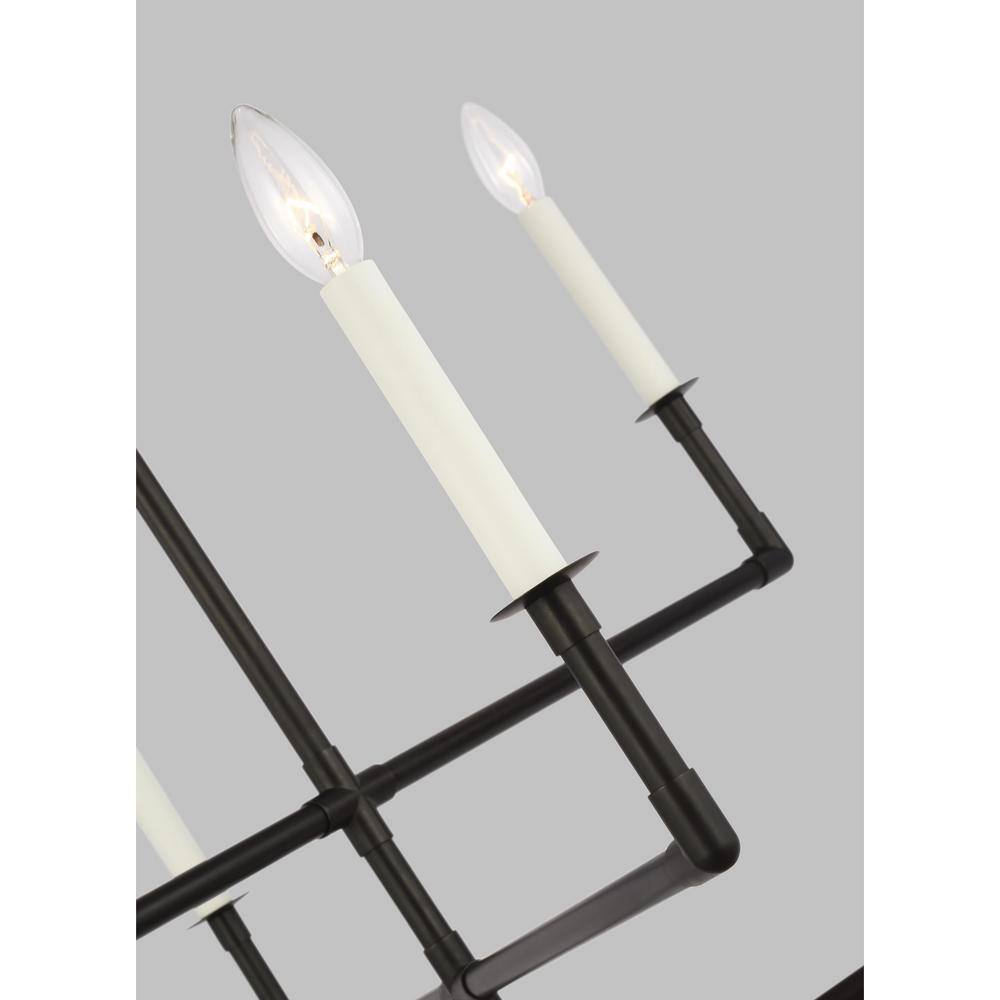 Aged Iron 6-Light Candle Style Chandelier with White Holders