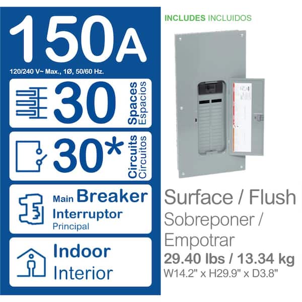 QO 150 Amp 30-Space 30-Circuit Indoor Main Breaker Plug-On Neutral Load Center with Cover