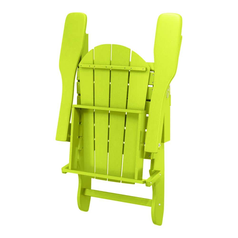 Lime Green Poly Folding Outdoor Adirondack Chairs, Set of 2