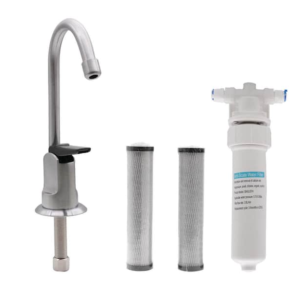 Westbrass 6 in. Touch-Flo Style Cold Water Dispenser Faucet Kit with In-line Filter and 2-Pack Cartridges, Stainless Steel