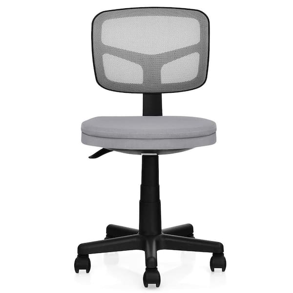 FORCLOVER Adjustable Armless Gray Mesh Seat Office Task Chair with 360° Casters