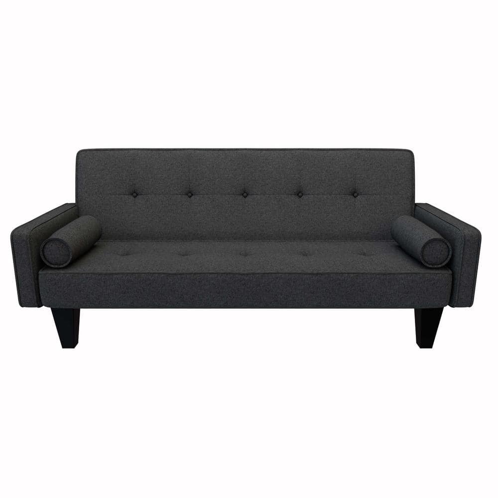 wetiny 72 in. W Dark Gray Linen Fabric Modern Convertible Sofa Bed with