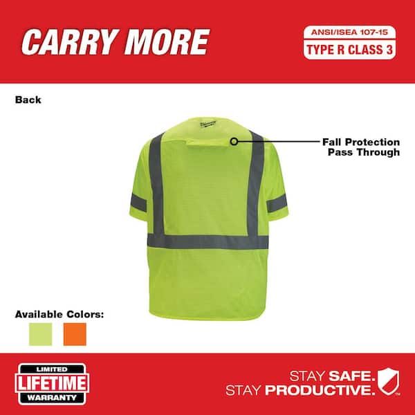Milwaukee Large/X-Large Yellow Class 3 High Visibility Safety Vest with  10-Pockets and Sleeves 48-73-5142 - The Home Depot