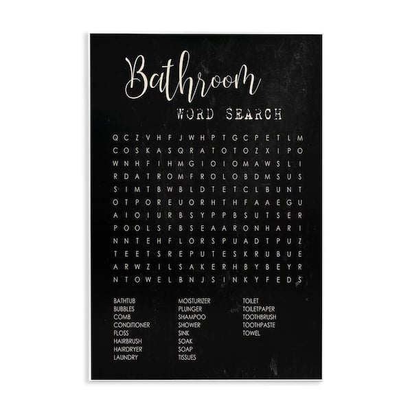 Bathroom Word Search Activity Over Distressed by Daphne Polselli Unframed Graphic Art Print Typography 19 in. x 13 in.