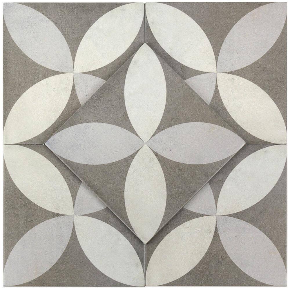 Anabella 9" x 9" Matte Green and White Porcelain Tile