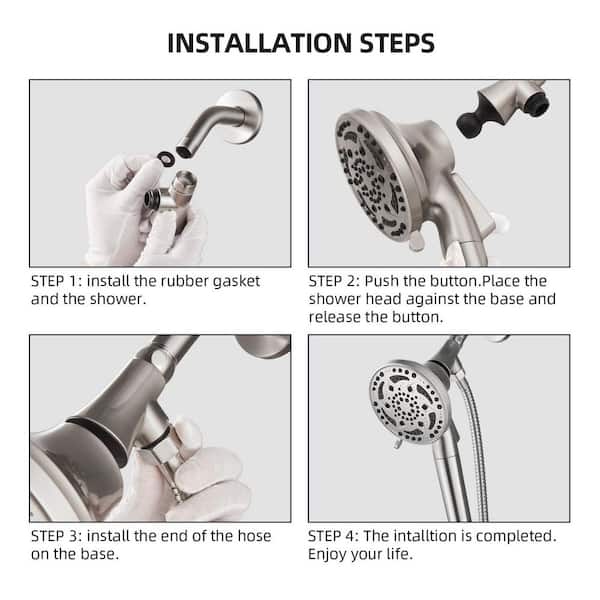 Zalerock 7-Spray Pattern 4.92 in. Wall Mount Handheld Shower Heads