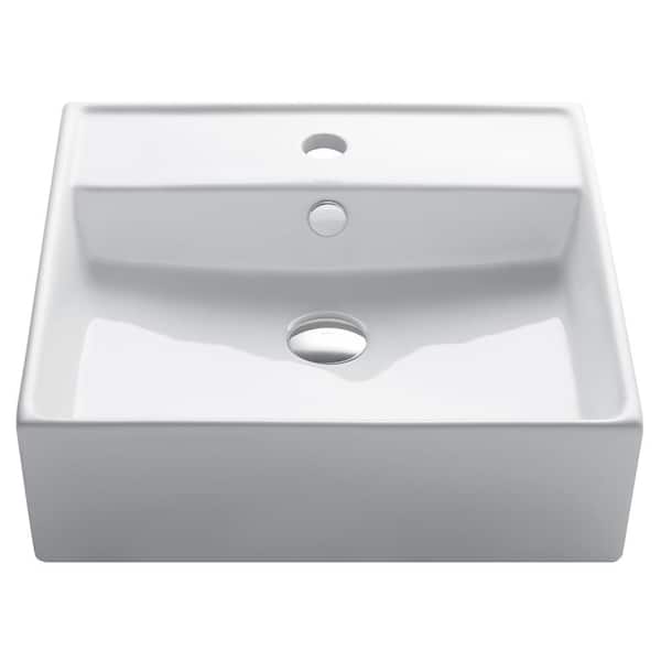 Elavo 18.6 in. Square Vessel Bathroom Sink in White Vitreous China