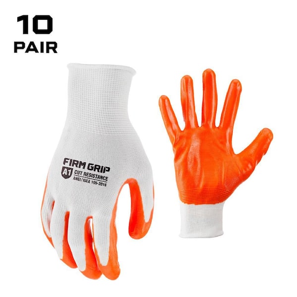 Large Nitrile Coated Work Gloves (10-Pack)