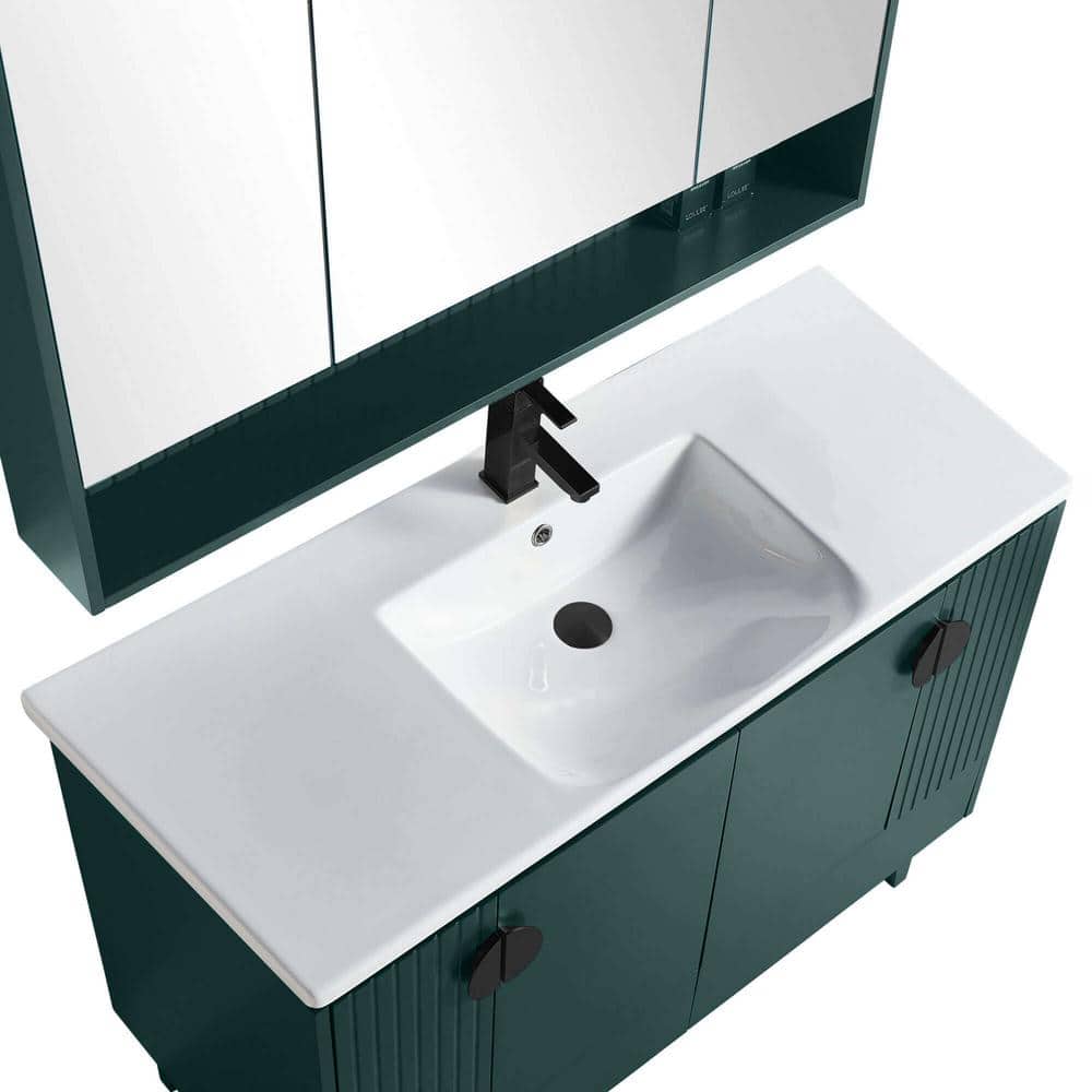Venezian 48'' Green Single Bathroom Vanity with Black Handles