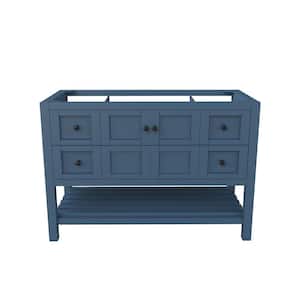 Alicia 47.25 in. W x 21.75 in. D x 32.75 in. H Bath Vanity Cabinet without Top in Matte Blue with Black Knobs