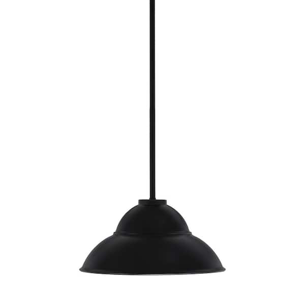 Unbranded Elonia 100-Watt 1 Light Matte Black Stem Mini Pendant Light with 13 in. Matte Black Double Bubble Metal Shade