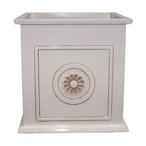 Colony Large 16 in. x 16 in. 27 Qt. Ivory Resin Composite Square Outdoor Planter Box