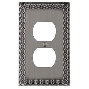 Amelia 1-Gang Antique Nickel Duplex Outlet Cast Metal Wall Plate