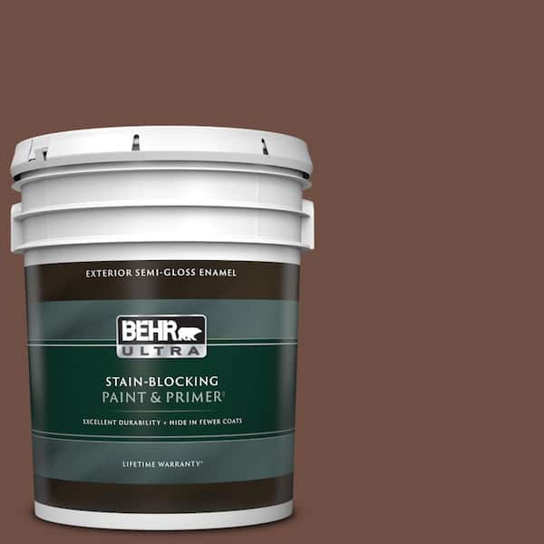 BEHR ULTRA 5 gal. #S-G-750 Chocolate Sprinkle Semi-Gloss Enamel Exterior Paint & Primer