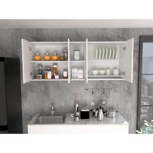 59.05 in. W x 12.4 in. D x 23.62 in. H in White Assembled Upper Wall Kitchen Cabinet with Open shelves