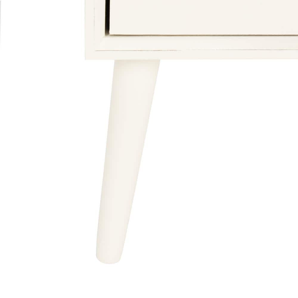 Pomona Antique White Mid-Century 3-Drawer Transitional Accent Table