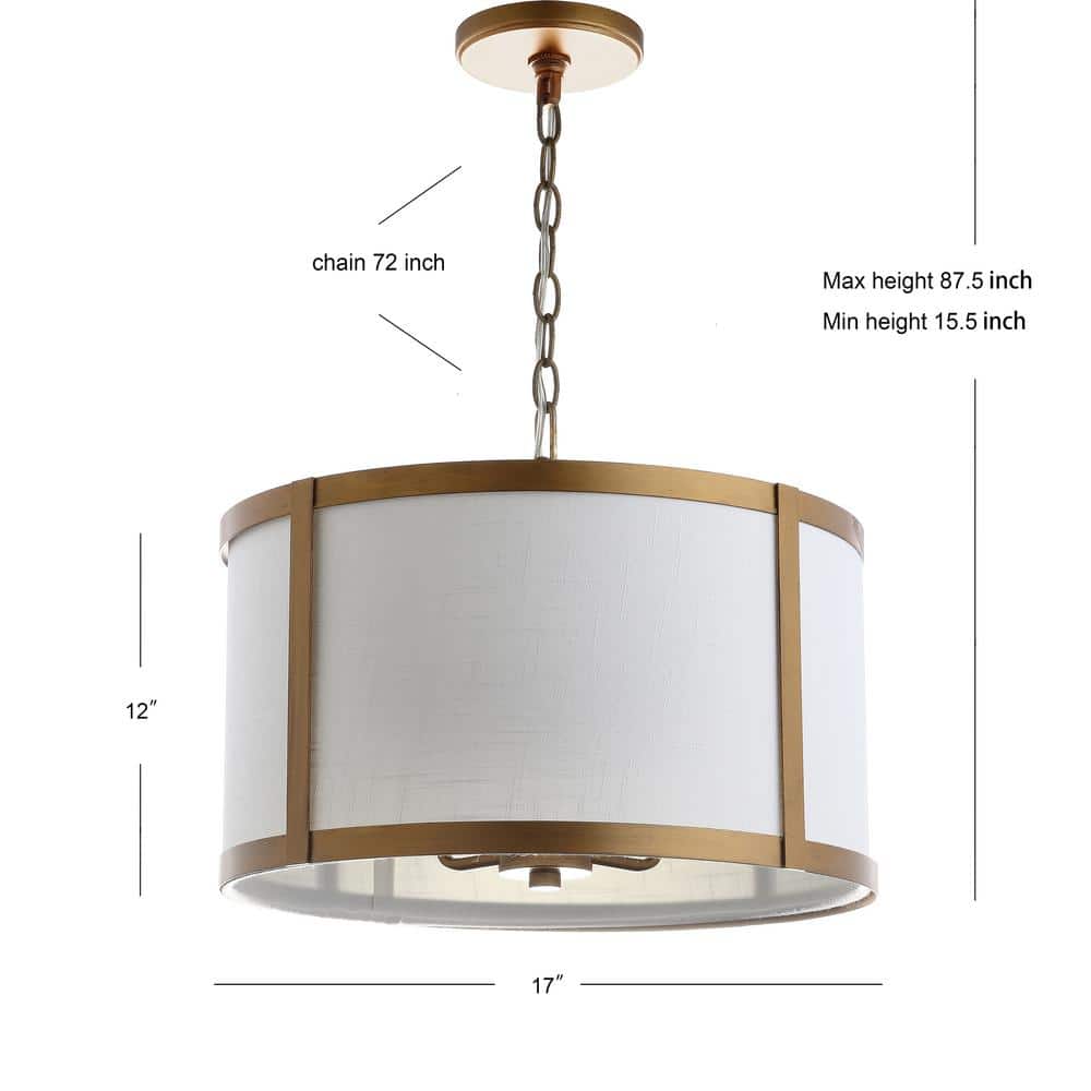 Thatcher Transitional LED Drum Pendant Light - Gold and White