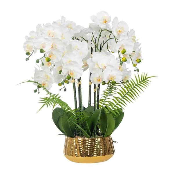 Vanity Art 25 .2 in. H Artificial Faux Phalaenopsis Orchid Floral Arrangement in Ceramics Vase