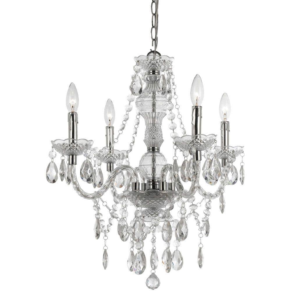 Elegant Chrome Mini Chandelier with Crystal Teardrops and Candle Lights