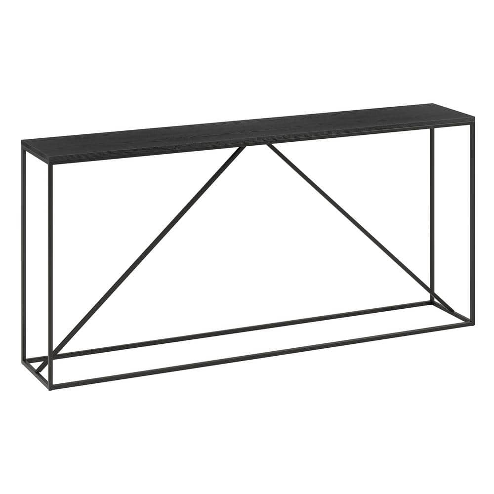 Nia 64" Blackened Bronze and Black Grain Hallway Table